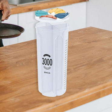 (net) Clear Airtight Cereal Storage Food Container with Lids for Sesame Flour Dry Food 3000ml