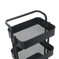 **NET** 3-Tier Metal Rolling Utility Cart with HandleMakeup Cart with Wheels Mobile Storage Serving Organizer for Kitchen Office Bar Salon - Black