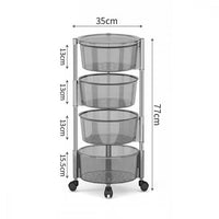 (Net) 4 Layer Round Acrylic Multifunctional Rotary Storage Basket with wheels Transparent Grey