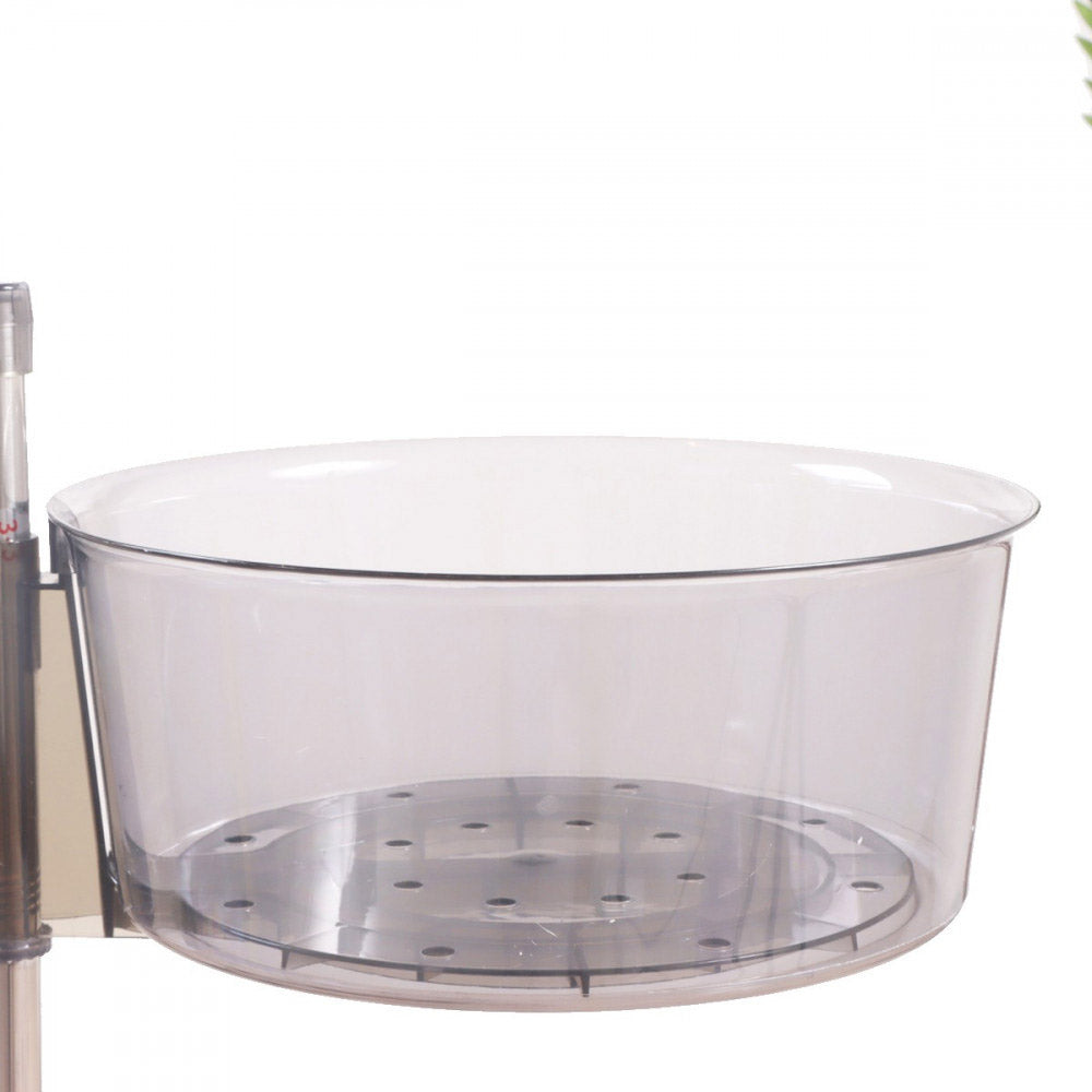 (Net) 4 Layer Round Acrylic Multifunctional Rotary Storage Basket with wheels Transparent Grey