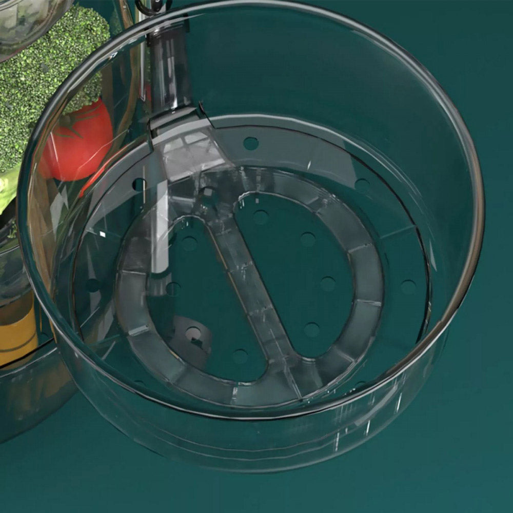 (Net) 5 Layer Round Acrylic Multifunctional Rotary Storage Basket with wheels Transparent Grey