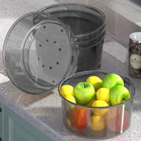 (Net) 5 Layer Round Acrylic Multifunctional Rotary Storage Basket with wheels Transparent Grey