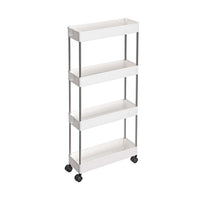 Modern Home 4 Tier Narrow Sliding Storage Organizer Rack for Laundry,Bathroom,Kitchen Rolling Cart (White)