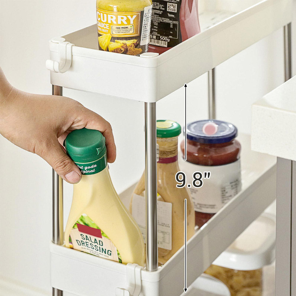 Narrow Utility Rack Modern Home 4 Tier Narrow Sliding Storage Organizer Rack for Laundry,B