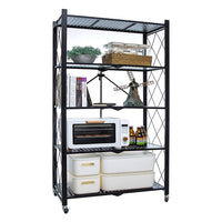 (Net) 5 Tier Storage Shelves  Foldable Storage Shelf Rack  Storage Shelving on Wheels for Kitchen Rolling Cart Garage Bathroom Organizer