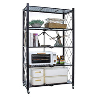 (Net) 5 Tier Storage Shelves  Foldable Storage Shelf Rack  Storage Shelving on Wheels for Kitchen Rolling Cart Garage Bathroom Organizer