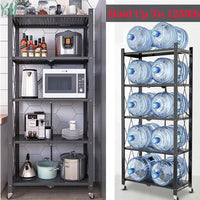 (Net) 5 Tier Storage Shelves  Foldable Storage Shelf Rack  Storage Shelving on Wheels for Kitchen Rolling Cart Garage Bathroom Organizer