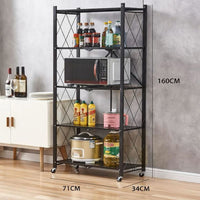 (Net) 5 Tier Storage Shelves  Foldable Storage Shelf Rack  Storage Shelving on Wheels for Kitchen Rolling Cart Garage Bathroom Organizer