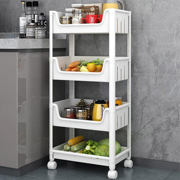 (Net) 4 Layers Kitchen Storage Vegetable Basket Bathroom Toilet Washing Machine Rack Floor-to-ceiling Snack Trolley