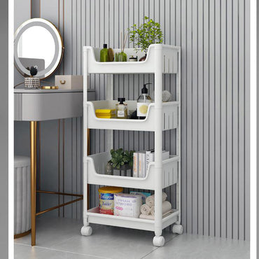 (Net) 4 Layers Kitchen Storage Vegetable Basket Bathroom Toilet Washing Machine Rack Floor-to-ceiling Snack Trolley