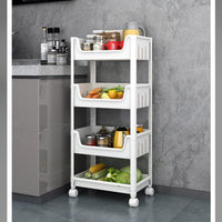 (Net) 4 Layers Kitchen Storage Vegetable Basket Bathroom Toilet Washing Machine Rack Floor-to-ceiling Snack Trolley