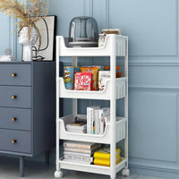 (Net) 4 Layers Kitchen Storage Vegetable Basket Bathroom Toilet Washing Machine Rack Floor-to-ceiling Snack Trolley