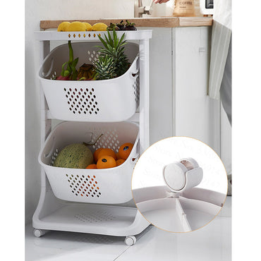 (Net) 4 Layers Kitchen Vegetable Shelf Landing  Fruit Basket Seasoning Toy Storage  With Wheels