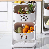 (Net) 4 Layers Kitchen Vegetable Shelf Landing  Fruit Basket Seasoning Toy Storage  With Wheels