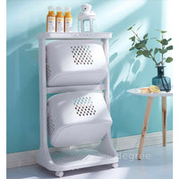 (Net) 4 Layers Kitchen Vegetable Shelf Landing  Fruit Basket Seasoning Toy Storage  With Wheels