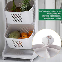 (Net) 4 Layers Kitchen Vegetable Shelf Landing  Fruit Basket Seasoning Toy Storage  With Wheels