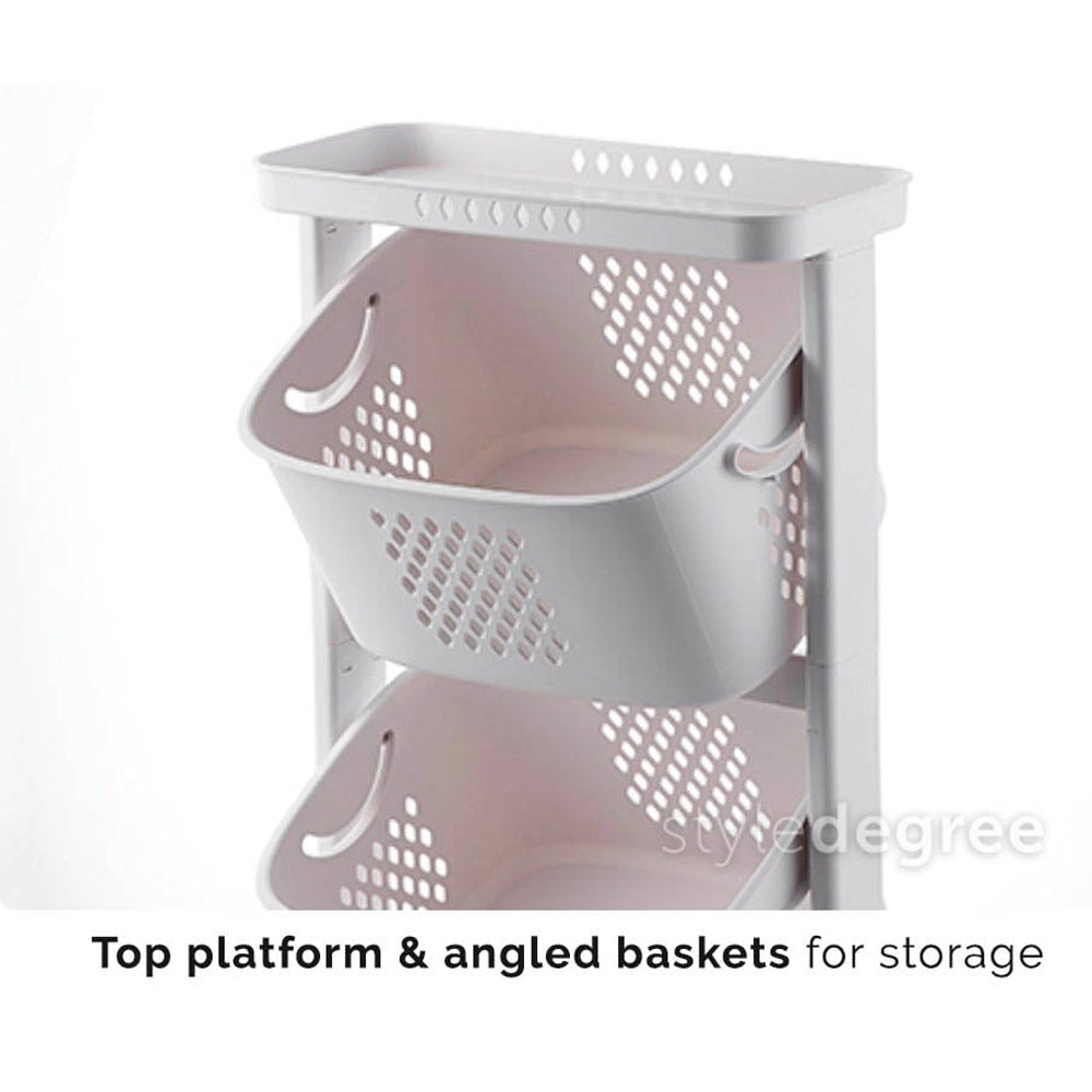 (Net) 4 Layers Kitchen Vegetable Shelf Landing  Fruit Basket Seasoning Toy Storage  With Wheels