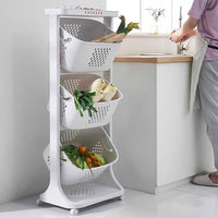 (Net) 5 Layers Kitchen Vegetable Shelf Landing  Fruit Basket Seasoning Toy Storage  With Wheels