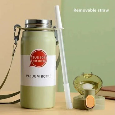 (Net) Stainless Steel Thermal Water Bottle - 600ML Wide Mouth with Handle