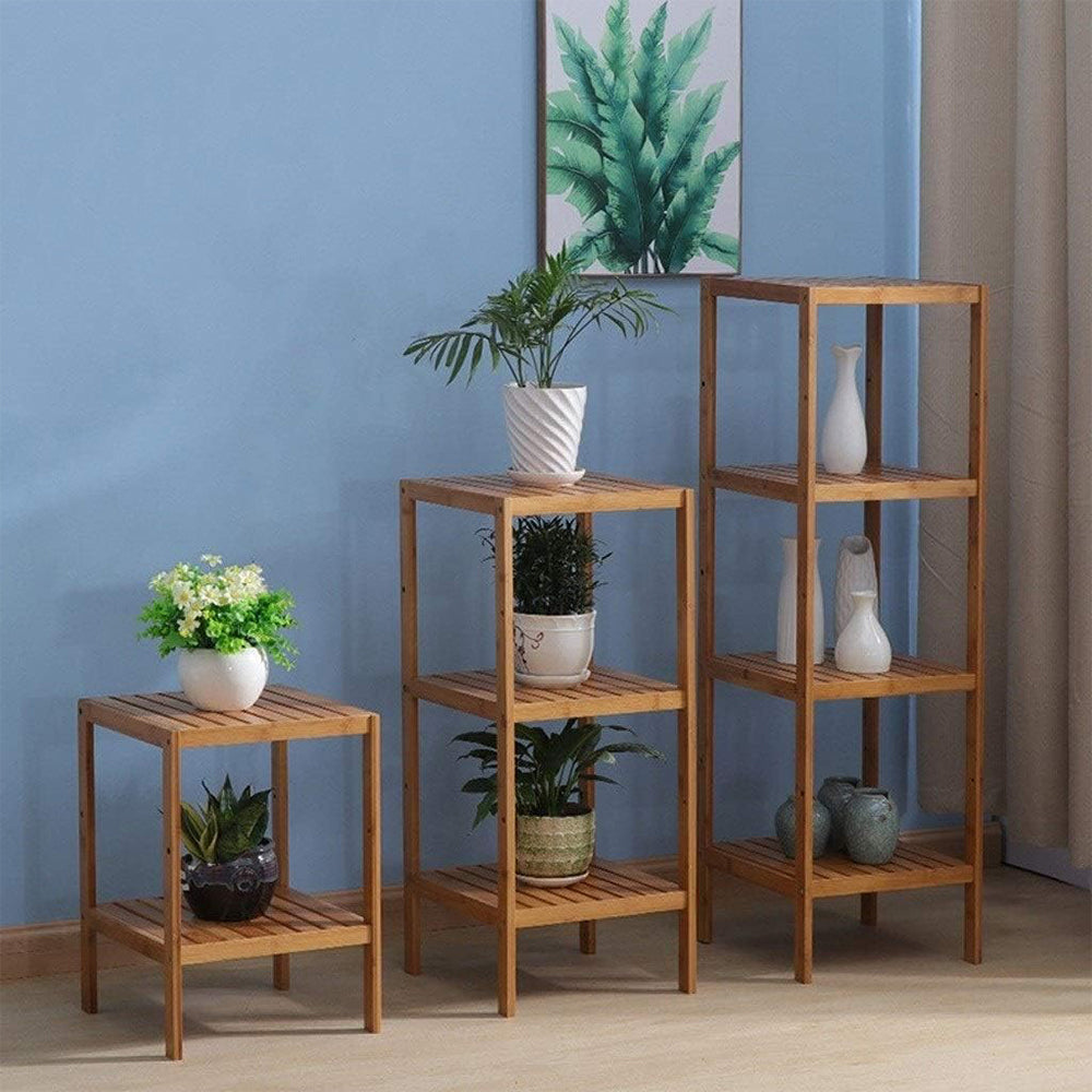 (Net) 3-Layer Bamboo Flower Shelf - Versatile Storage and Display Solution