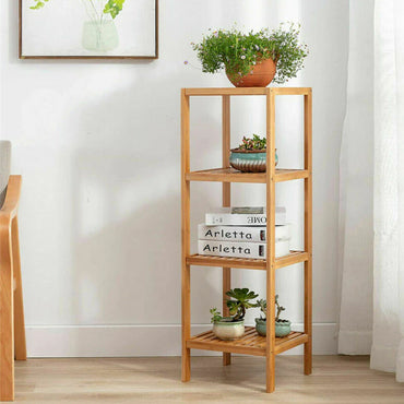 (Net) 3-Layer Bamboo Flower Shelf - Versatile Storage and Display Solution