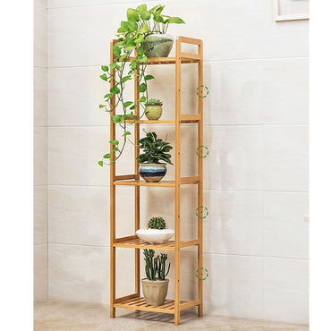 (Net) 5-Layer Multifunctional Bamboo Shelf Organizer - Versatile Storage and Display Solution