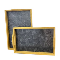 (NET) Bamboo Combination Tray Set with 4 Color Options, Set Of 2 Pieces / 004005