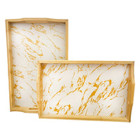 (NET) Bamboo Combination Tray Set with 4 Color Options, Set Of 2 Pieces / 004005