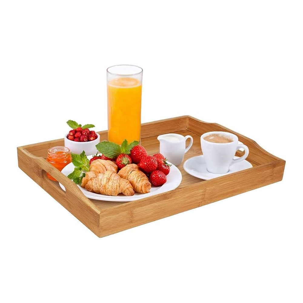 (NET) Bamboo Combination Tray Set with 4 Color Options, Set Of 2 Pieces / 004005