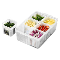 (net) Refrigerator Food Fresh Box 6-in-1 Kitchen Scallion Storage Box Drain Food Storage Containers With lid  For Ginger Garlic Onion