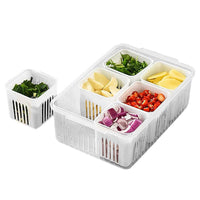 (net) Refrigerator Food Fresh Box 6-in-1 Kitchen Scallion Storage Box Drain Food Storage Containers With lid  For Ginger Garlic Onion