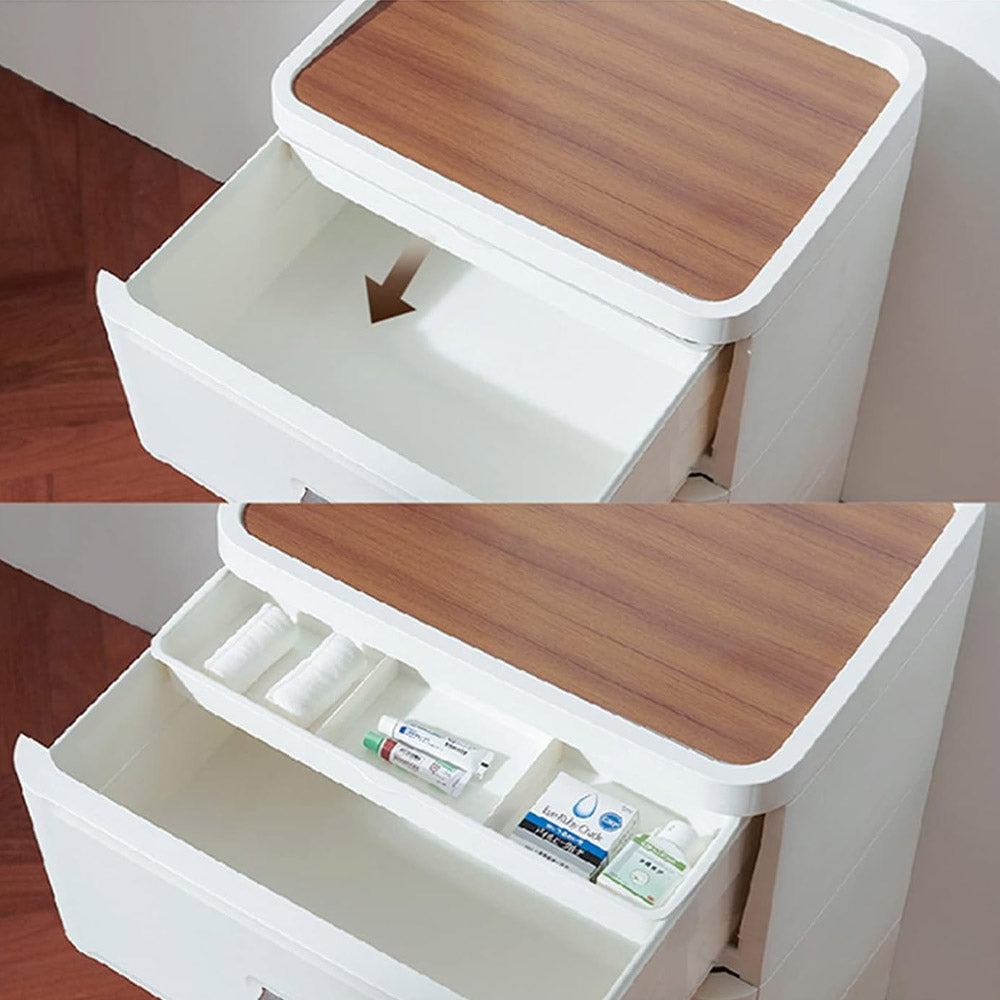 (Net) 4 Drawer Storage Cabinets Japanese Style Bedside Table Plastic Simple Multifunctional  Storage Cabinets / 3804