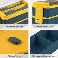 Bento Lunch Box 1400 ml for Adults Kid 4 Compartment Premium Lunch Containers With Spoon & Fork