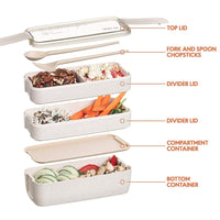 Bento Box Lunch 900ml Box3-in-1 Compartment Bento Lunch Box for Kids and Adults Microwave and Dishwasher Safe