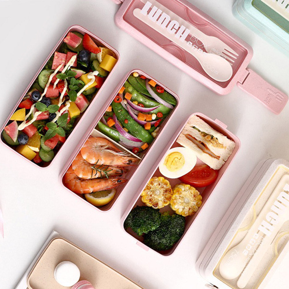 Bento Box Lunch 900ml Box3-in-1 Compartment Bento Lunch Box for Kids and Adults Microwave and Dishwasher Safe