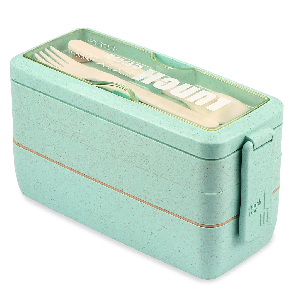 Bento Box Lunch 900ml Box3-in-1 Compartment Bento Lunch Box for Kids and Adults Microwave and Dishwasher Safe