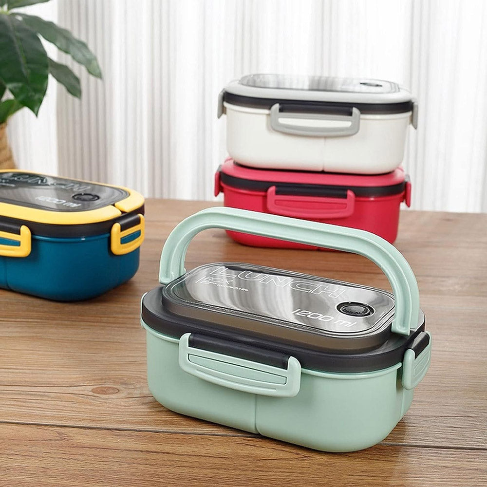 Adult Lunch Box 1200ML Double Layer Lunch Box with Spoon & Fork High Capacity Food Containers
