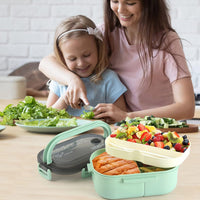 Adult Lunch Box 1200ML Double Layer Lunch Box with Spoon & Fork High Capacity Food Containers / 78957