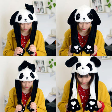 Moving Panda Ears Plush Hat - Perfect for Kids and Adults