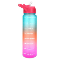 **(Net)** Water Bottle with Motivational Time Marker & Straw BPA Free Sport Gym Travel 750ml / 10257