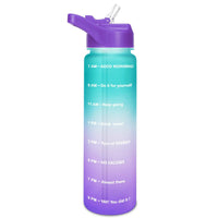 **(Net)** Water Bottle with Motivational Time Marker & Straw BPA Free Sport Gym Travel 750ml / 10257