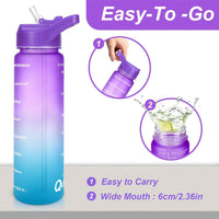 **(Net)** Water Bottle with Motivational Time Marker & Straw BPA Free Sport Gym Travel 750ml / 10257