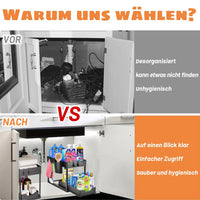 Seasoning Rack Sink Organizer Extendible 2 Tier Under Sink Shelf with 4 Hooks