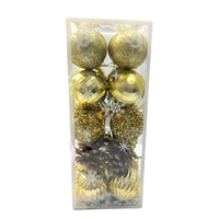 (Net) Golden Box of Christmas Balls and Decorations