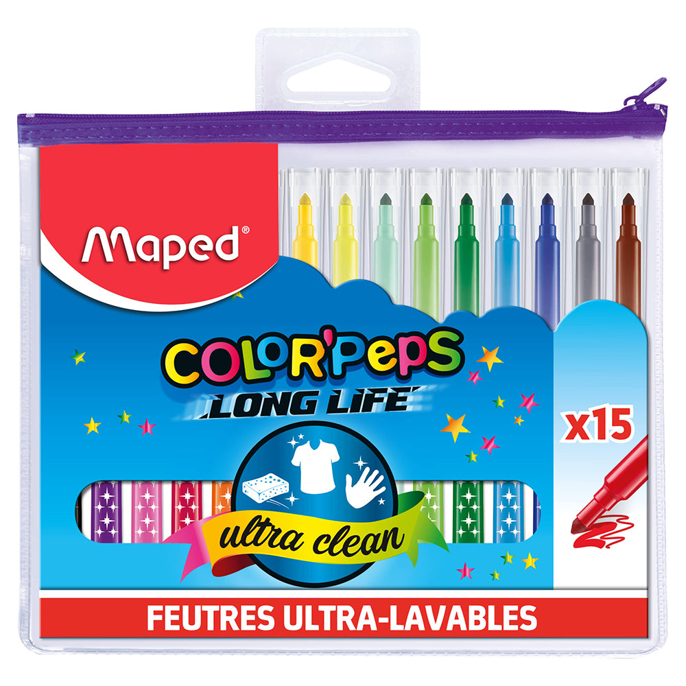 (NET) Maped  Color Peps Felt Tips 15Col Zip