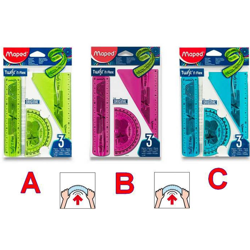 (NET) Maped Ruler 15cm Twist n Flex 3pcSet