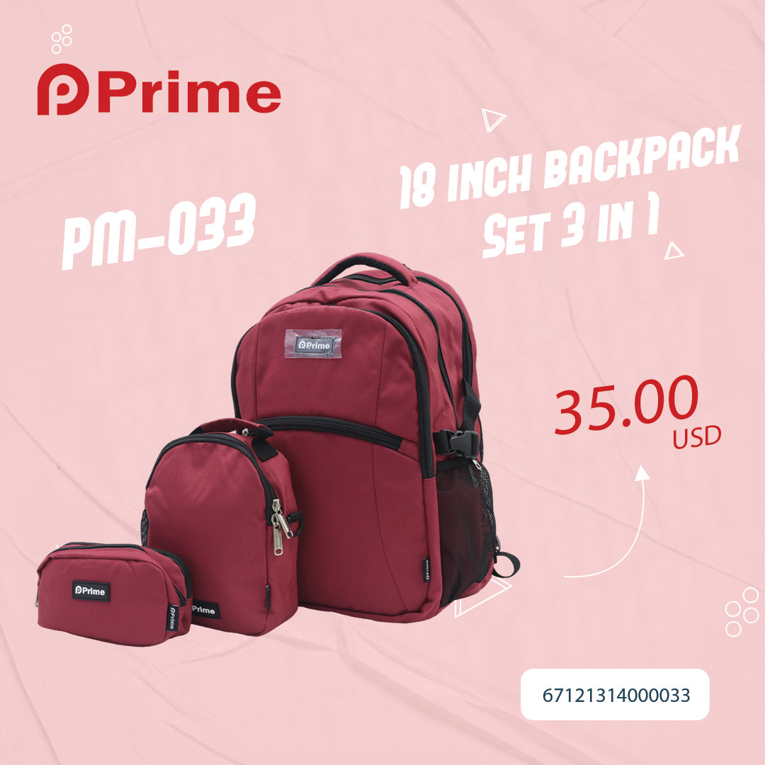 (NET) Prime Backpack Set Of 3 Pcs / PM-033