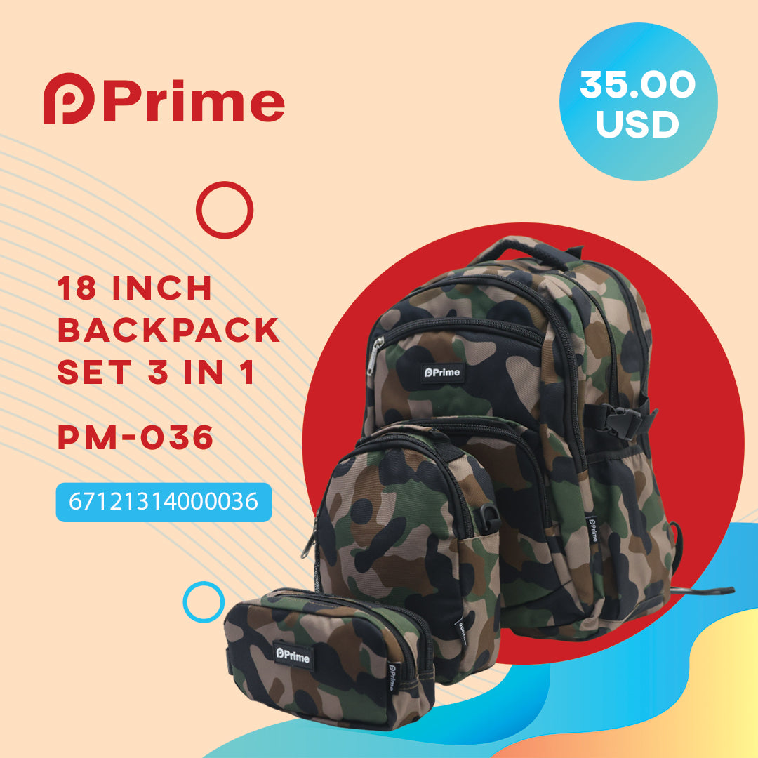 (NET) Prime Backpack Set Of 3 Pcs / PM-036