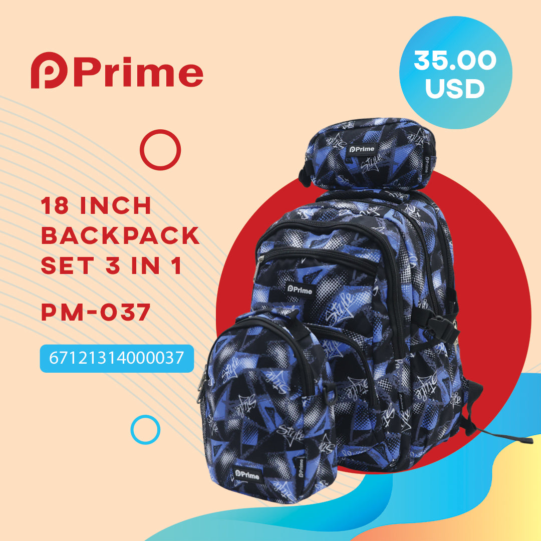 (NET) Prime Backpack Set Of 3 Pcs / PM-037