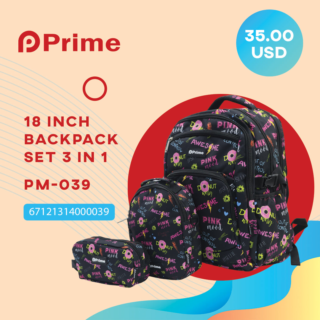 (NET) Prime Backpack Set Of 3 Pcs / PM-039